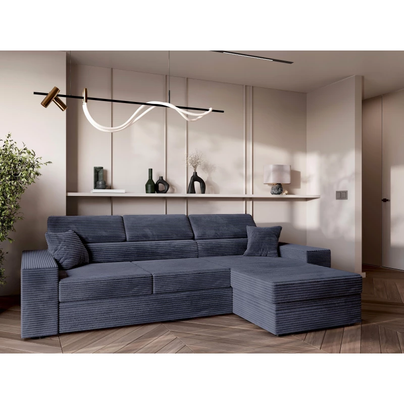 Rohová sedací souprava AMIRA - tmavě modrá, pravý roh