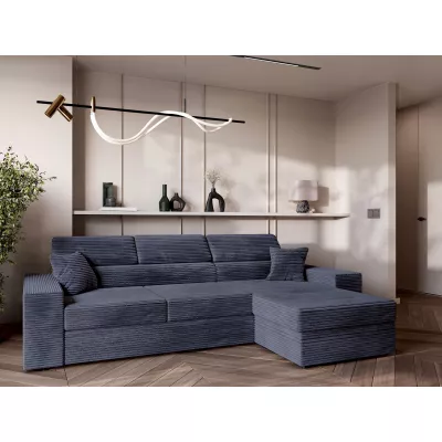 Rohová sedací souprava AMIRA - tmavě modrá, pravý roh