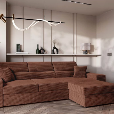 Rohová sedací souprava AMIRA - růžovohnědá, pravý roh