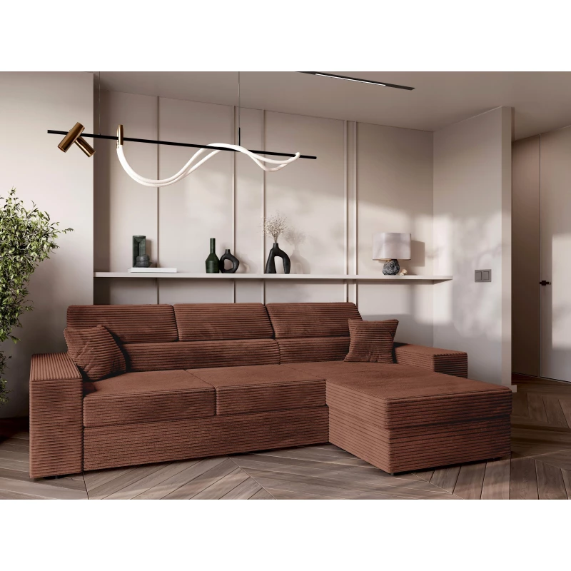 Rohová sedací souprava AMIRA - růžovohnědá, pravý roh