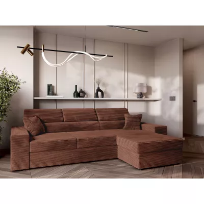 Rohová sedací souprava AMIRA - růžovohnědá, pravý roh