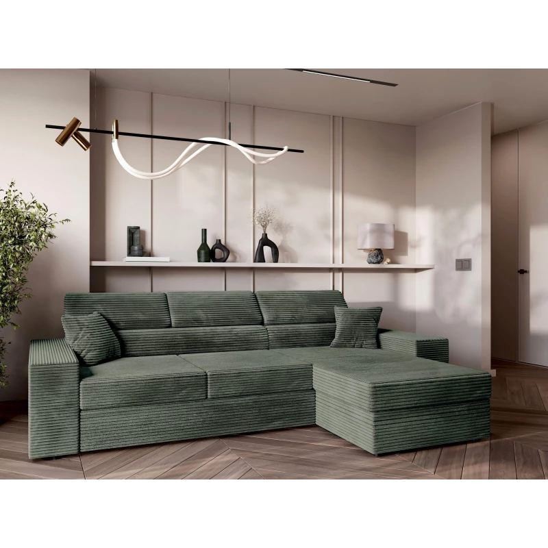 Rohová sedací souprava AMIRA - olivová, pravý roh