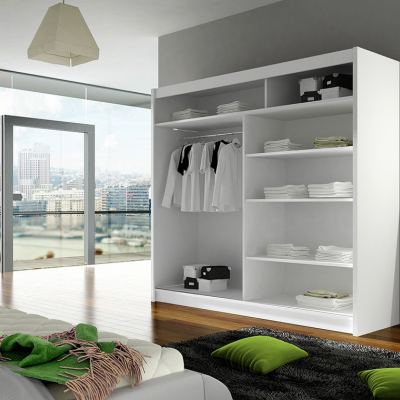 Prostorná šatní skříň se zrcadlem Ivan - šířka 180 cm, čoko