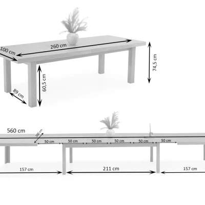 Rozkládací jídelní stůl 260(560)x100 DAIMON - dub