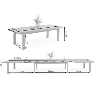 Rozkládací jídelní stůl 260(560)x100 DAIMON - dub