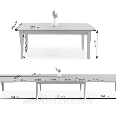 Rozkládací jídelní stůl 200(500)x100 SALIM - dub