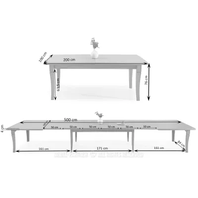 Rozkládací jídelní stůl 200(500)x100 SALIM - dub