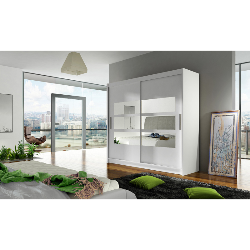 Prostorná šatní skříň Astra - šířka 180 cm, bílá