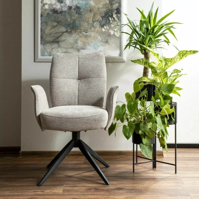 Čalouněná otočná židle SONYA - světle béžová / černá