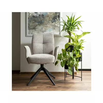 Čalouněná otočná židle SONYA - světle béžová / černá