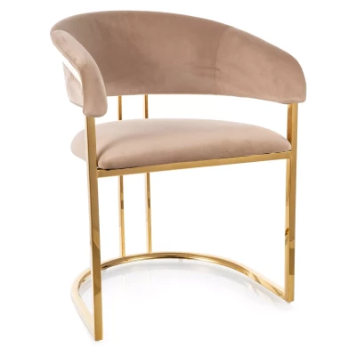 Designová jídelní židle LOUBNE - béžová / zlatá