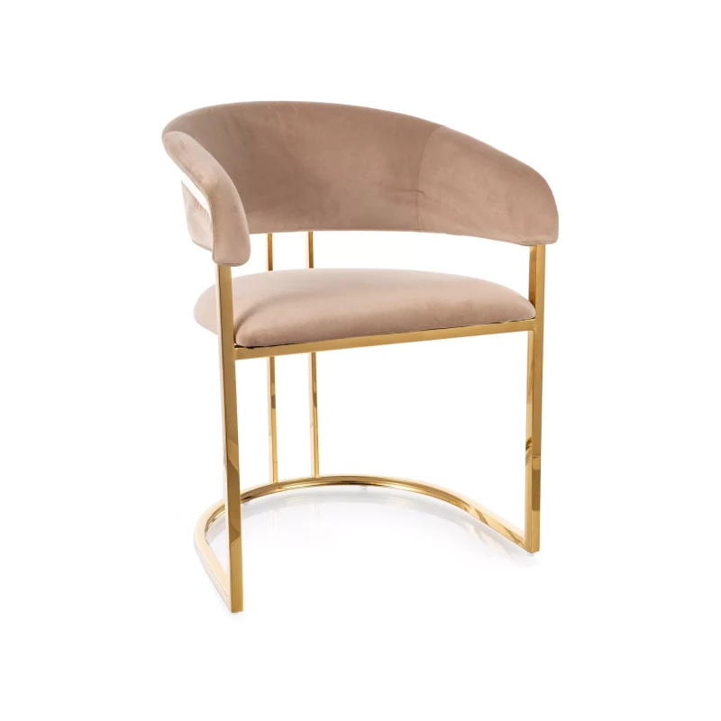 Designová jídelní židle LOUBNE - béžová / zlatá