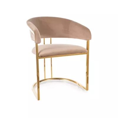 Designová jídelní židle LOUBNE - béžová / zlatá