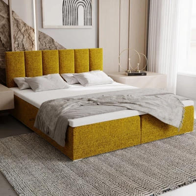 Čalouněná postel 180x200 ELSIE 3 s úložným prostorem - hořčicová
