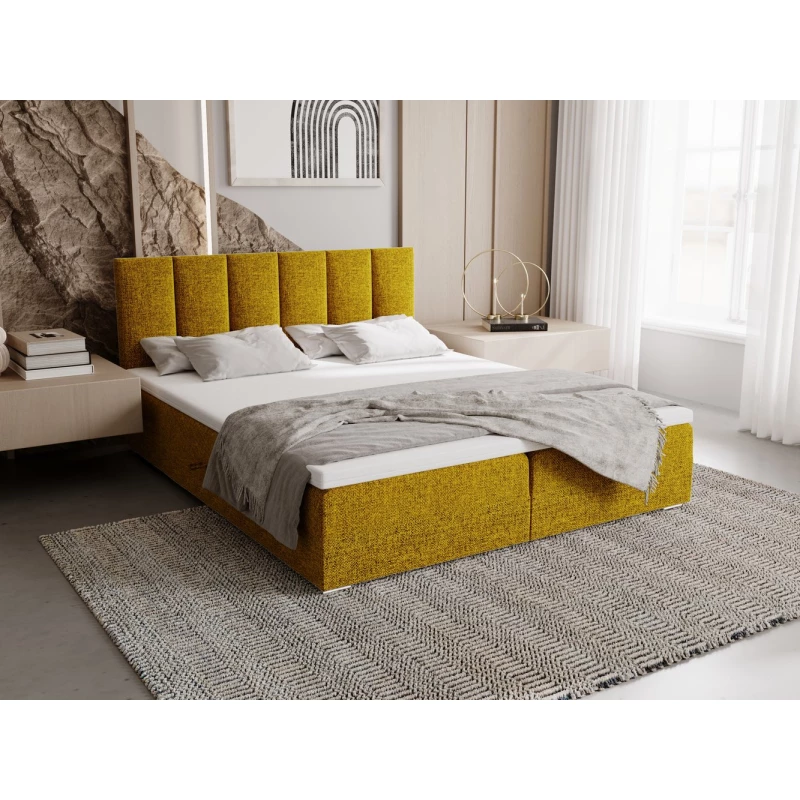 Čalouněná postel 160x200 ELSIE 3 s úložným prostorem - hořčicová