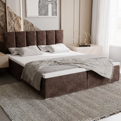 Čalouněná postel 160x200 ELSIE 3 s úložným prostorem - světle hnědá