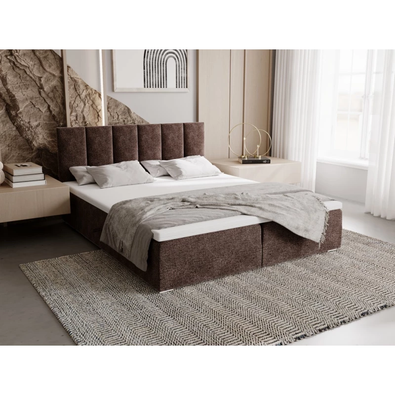 Čalouněná postel 160x200 ELSIE 3 s úložným prostorem - světle hnědá