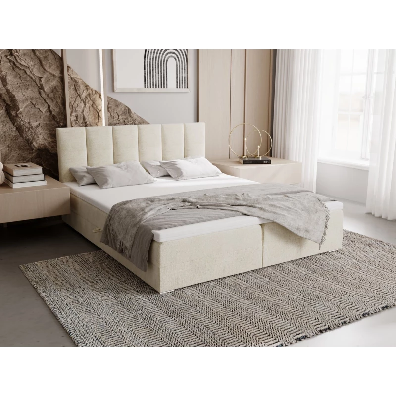 Čalouněná postel 160x200 ELSIE 3 s úložným prostorem - světle béžová