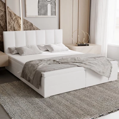 Čalouněná postel 160x200 ELSIE 3 s úložným prostorem - bílá