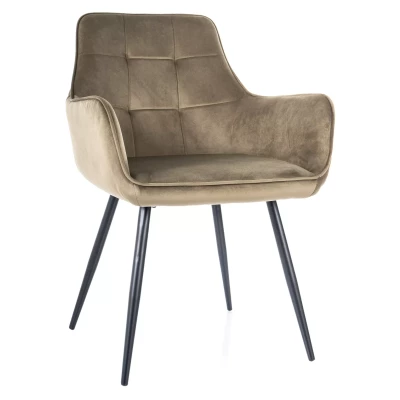 Čalouněná jídelní židle ESMERALD - olivová / černá