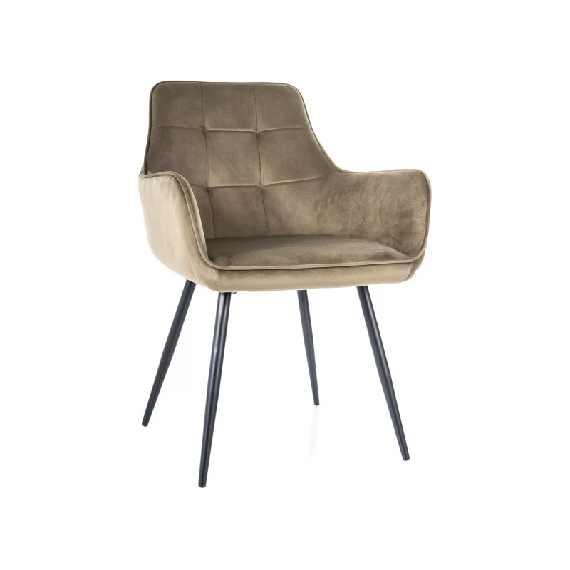 Čalouněná jídelní židle ESMERALD - olivová / černá