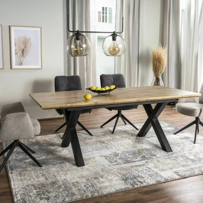 Rozkládací jídelní stůl 160(240)x90 ROLY - dub artisan / černý