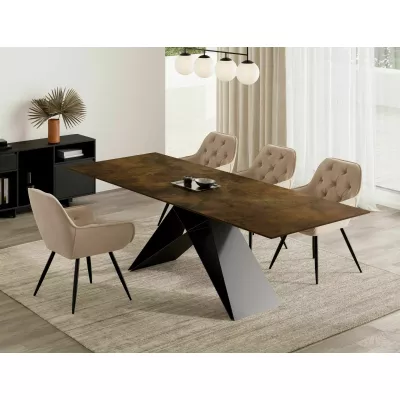 Rozkládací jídelní stůl 160(240)x90 VIDOR - hnědý / černý