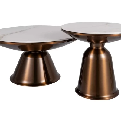 Set konferenčních stolků BRENT - bílý / měděný