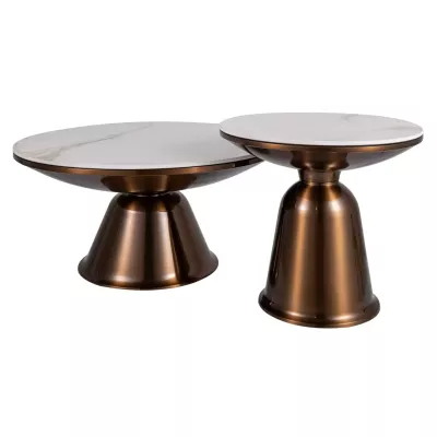 Set konferenčních stolků BRENT - bílý / měděný