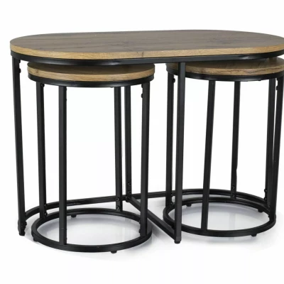 Sada konferenčních stolků ROSHAN - dub artisan / černá