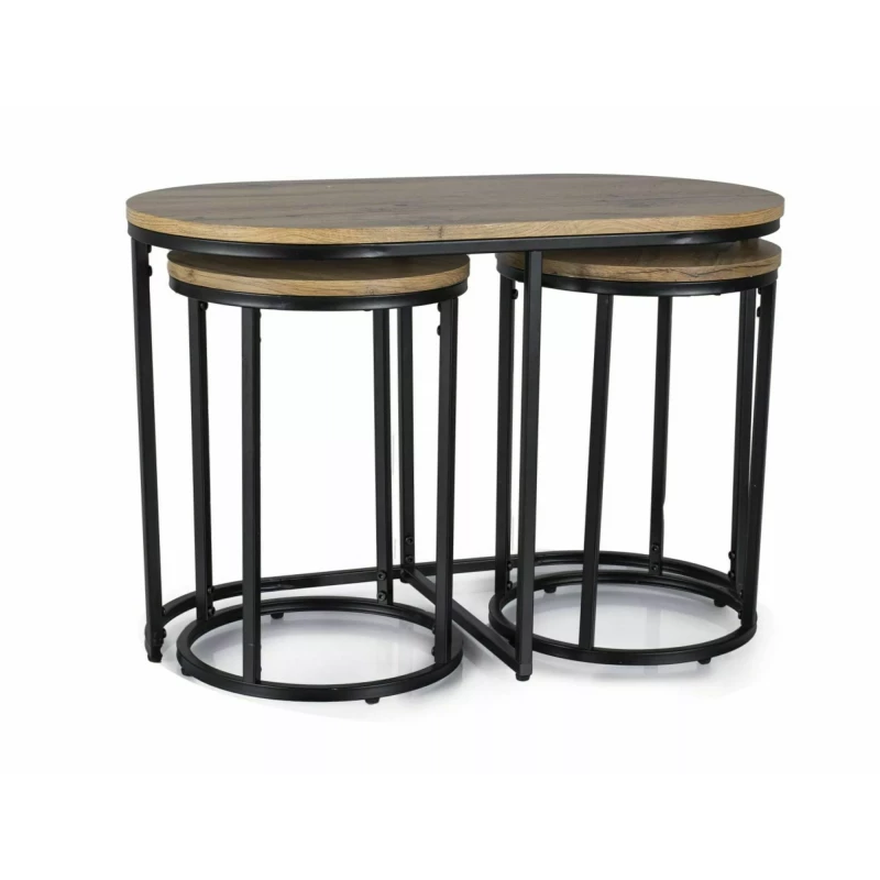 Sada konferenčních stolků ROSHAN - dub artisan / černá