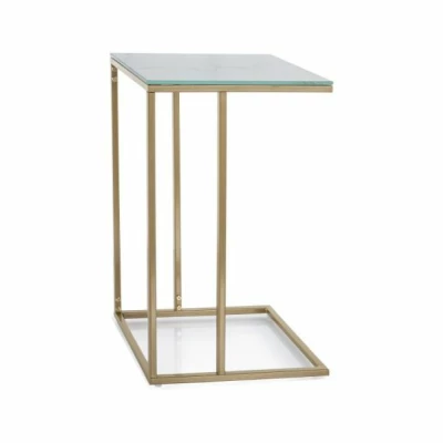 Odkládací stolek HAKIM - bílý mramor / zlatý