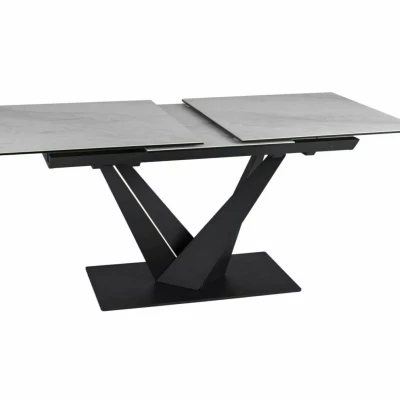 Rozkládací jídelní stůl 160(220)X90 GUNAR - světle šedý / černý
