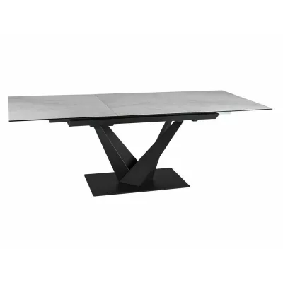 Rozkládací jídelní stůl 160(220)X90 GUNAR - světle šedý / černý