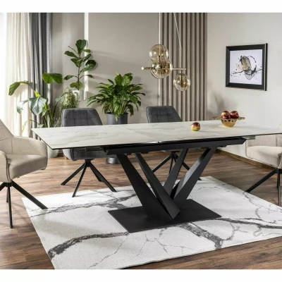 Rozkládací jídelní stůl 160(220)X90 GUNAR - světle šedý / černý