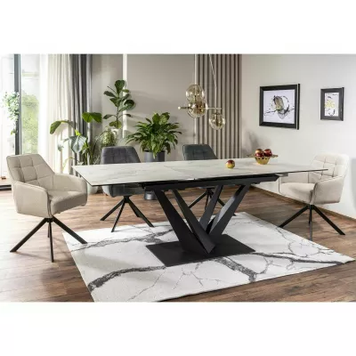 Rozkládací jídelní stůl 160(220)X90 GUNAR - světle šedý / černý