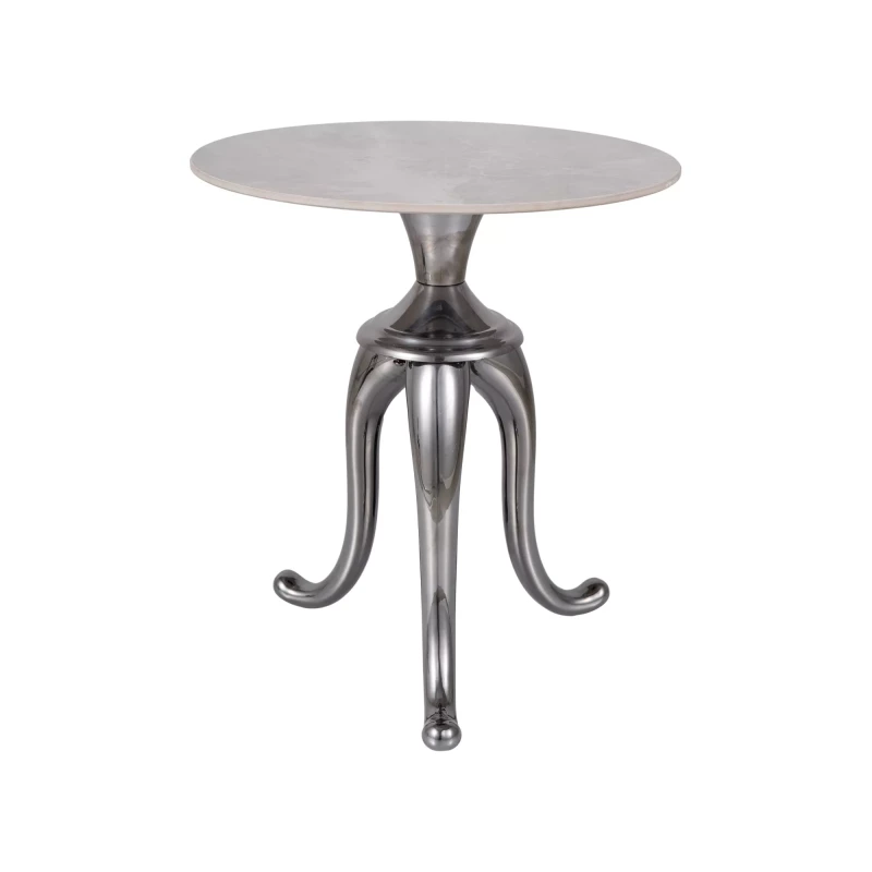 Kulatý odkládací stolek FAGAN - šedý / stříbrný