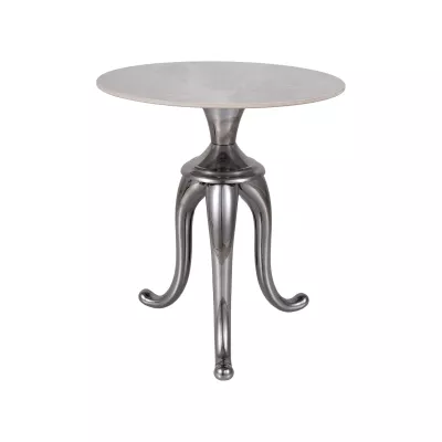 Kulatý odkládací stolek FAGAN - šedý / stříbrný