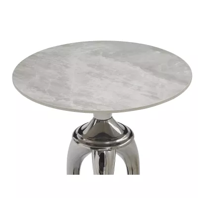 Kulatý odkládací stolek FAGAN - šedý / stříbrný