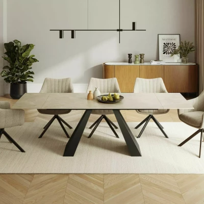 Rozkládací jídelní stůl 160(240)x90 GEDEON - světle hnědý / černý