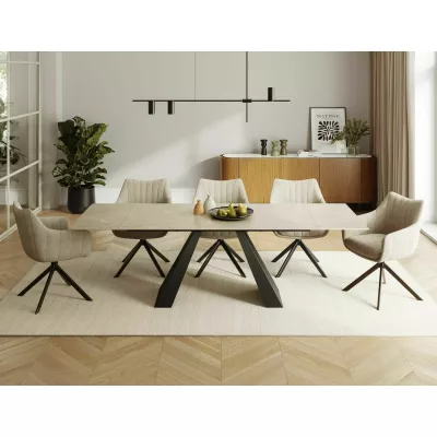 Rozkládací jídelní stůl 160(240)x90 GEDEON - světle hnědý / černý