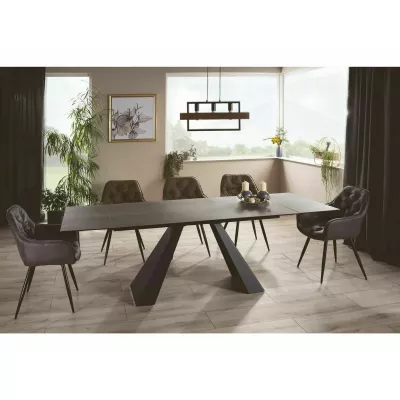 Rozkládací jídelní stůl 160(240)x90 GEDEON - hnědý / černý