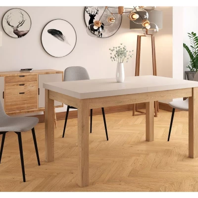 Rozkládací jídelní stůl 140(218)x80 KALENYK - kašmír / dub