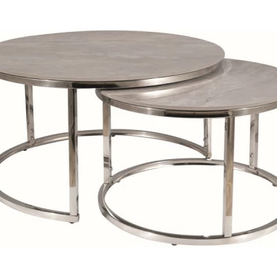 Set konferenčních stolků JONES 60 - šedý / chrom