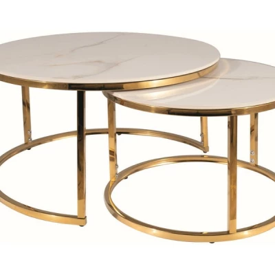 Set konferenčních stolků JONES 60 - bílý / zlatý