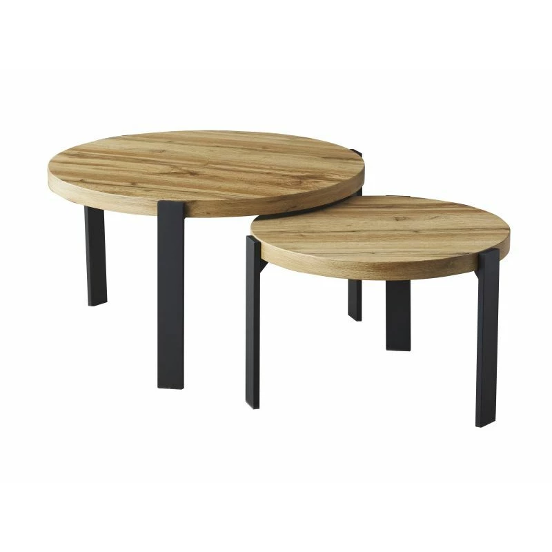 Set konferenčních stolků FACUNDO - dub artisan / černý