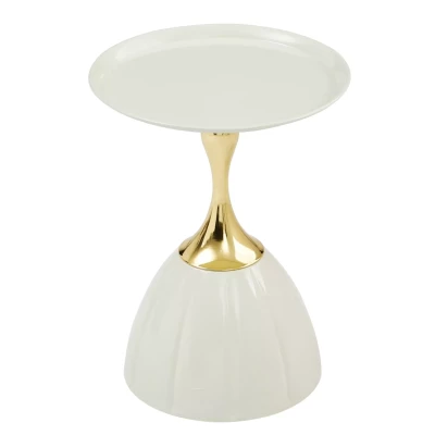 Odkládací stolek SANJAR - bílý / zlatý