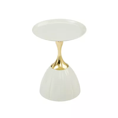 Odkládací stolek SANJAR - bílý / zlatý