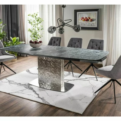 Designový rozkládací stůl 160(240)x90 RENIS - tmavě modrý / stříbrný