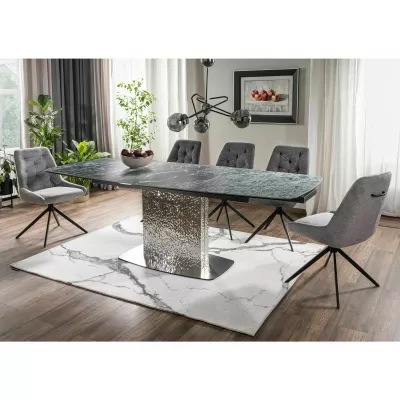 Designový rozkládací stůl 160(240)x90 RENIS - tmavě modrý / stříbrný